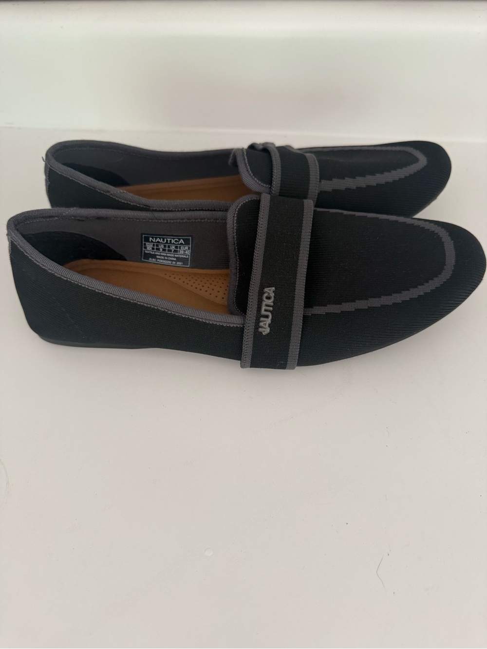 Nautica Black Slip-On Loafers with Gray Accents